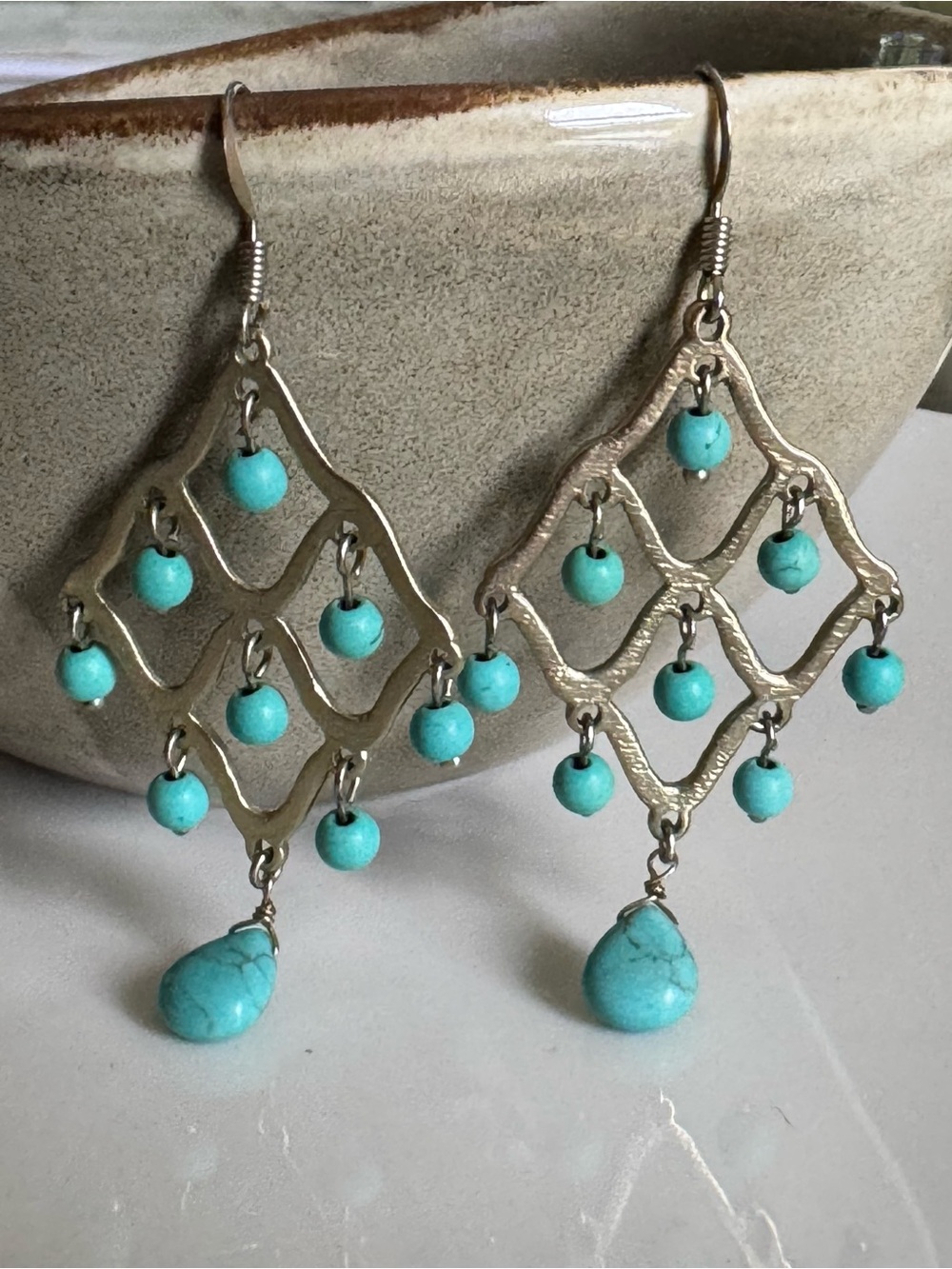 Periwinkle by Barlow Turquoise Beaded Chandelier Earrings